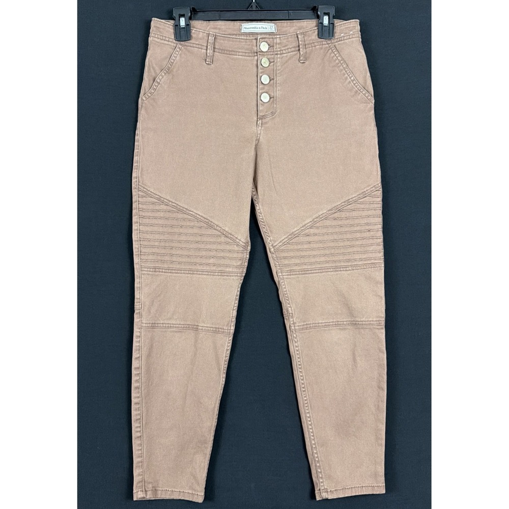 Abercrombie & Fitch Jeans Women 29 Brown Skinny Crop Moto Button Fly Bikercore